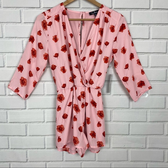Lulu’s Delvy Blush Pink Floral Print Romper size extra small - Picture 4 of 8
